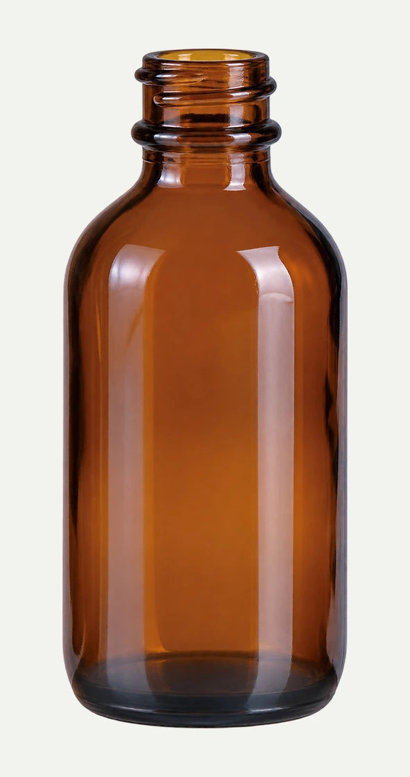60 mL Amber Boston Round Bottles — 240 per Case